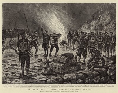 La Guerre en Orient, débarquement des Troupes Japonaises de Nuit - Georges Ferdinand Bigot